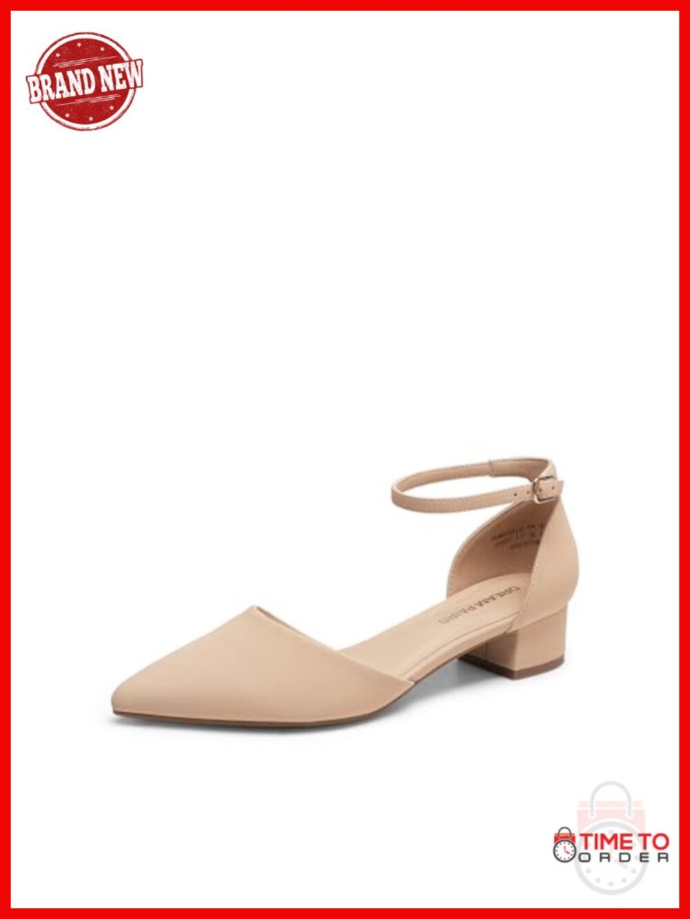 D'Orsay Pointed Toe Block Heel Pumps with Ankle Strap